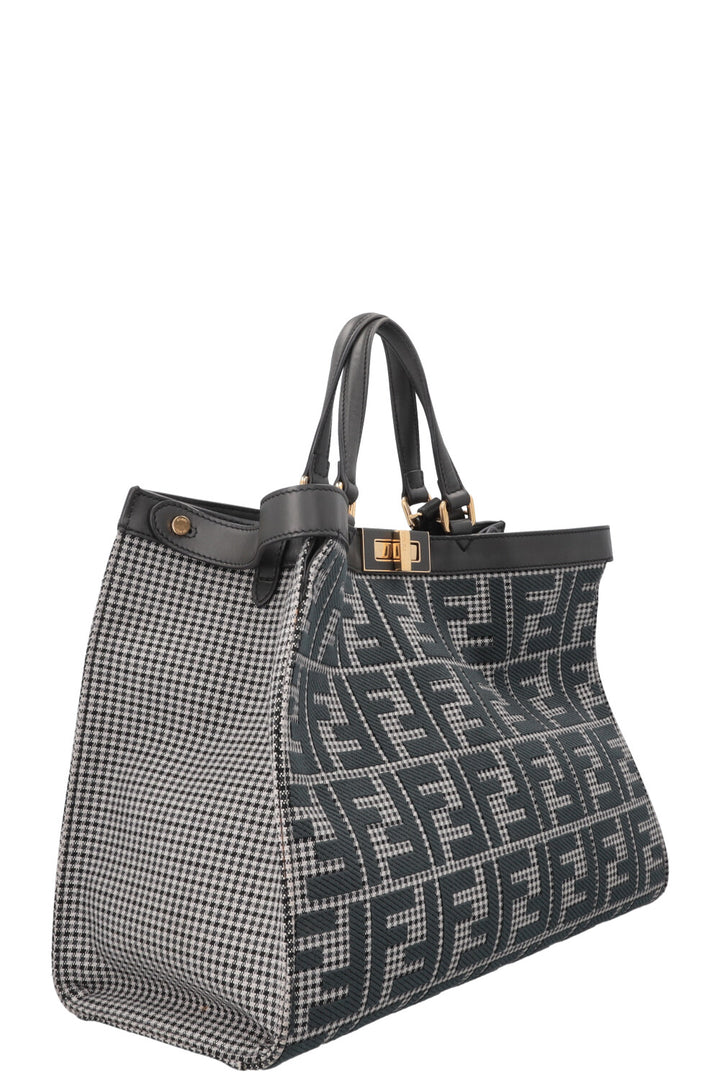 FENDI Peekaboo Zucca Print Tote Bag Petrol