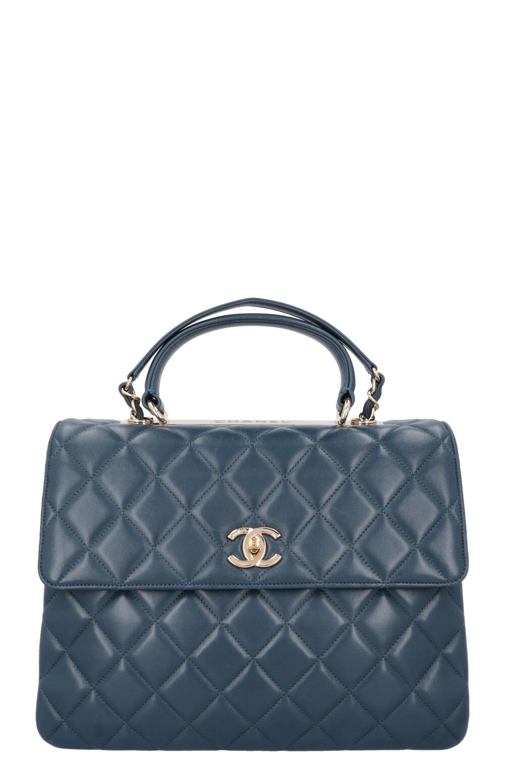 CHANEL Large Trendy Flap Bag Blue Leather