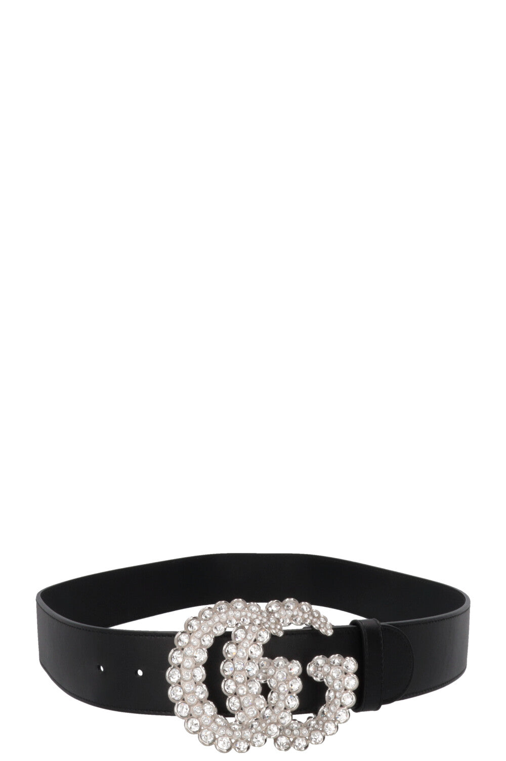GUCCI Marmont GG Cristaux Ceinture Cuir Noir