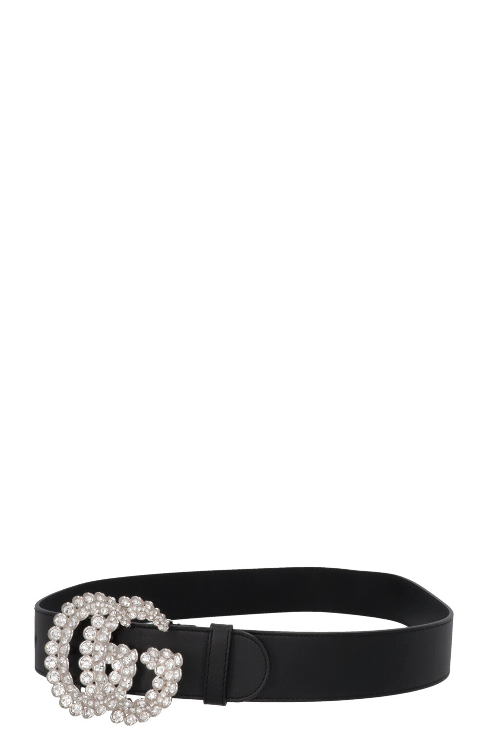 GUCCI Marmont GG Cristaux Ceinture Cuir Noir