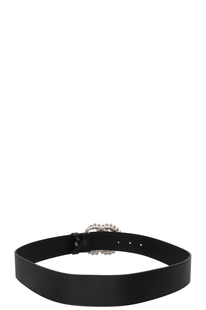 GUCCI Marmont GG Cristaux Ceinture Cuir Noir