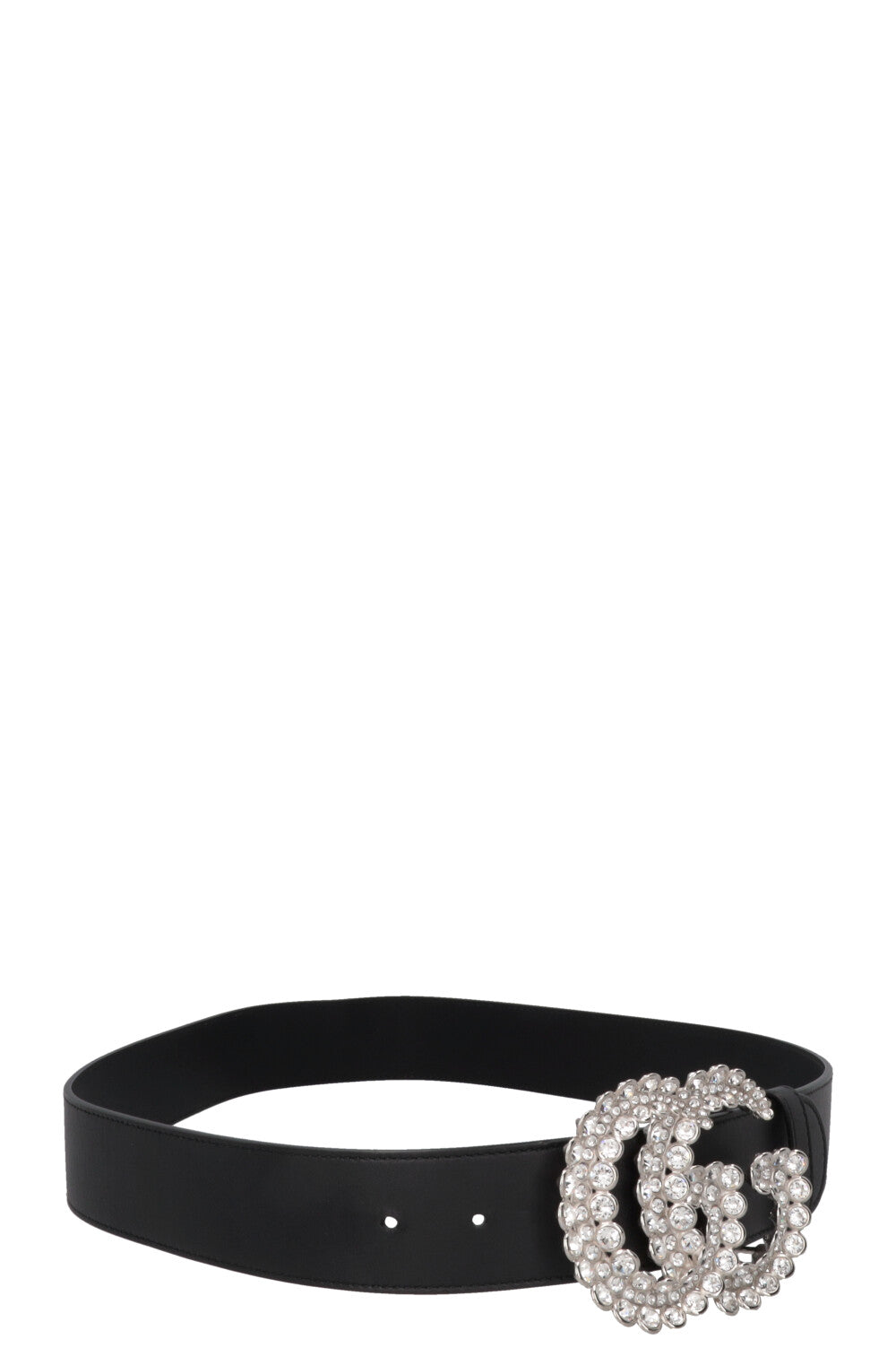 GUCCI Marmont GG Cristaux Ceinture Cuir Noir