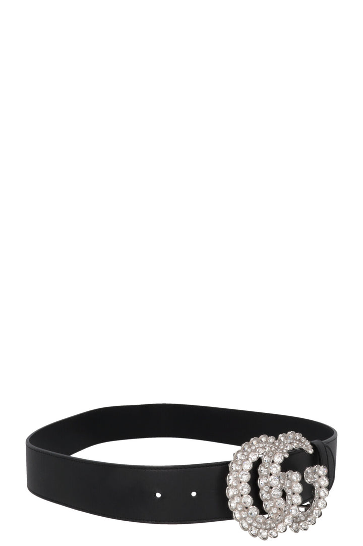 GUCCI Marmont GG Cristaux Ceinture Cuir Noir