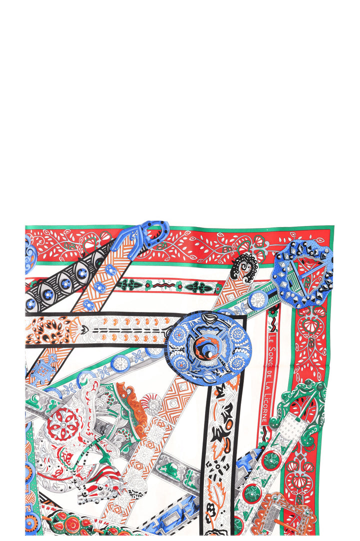 HERMÈS Le Songe de la Licorne Foulard Blanc