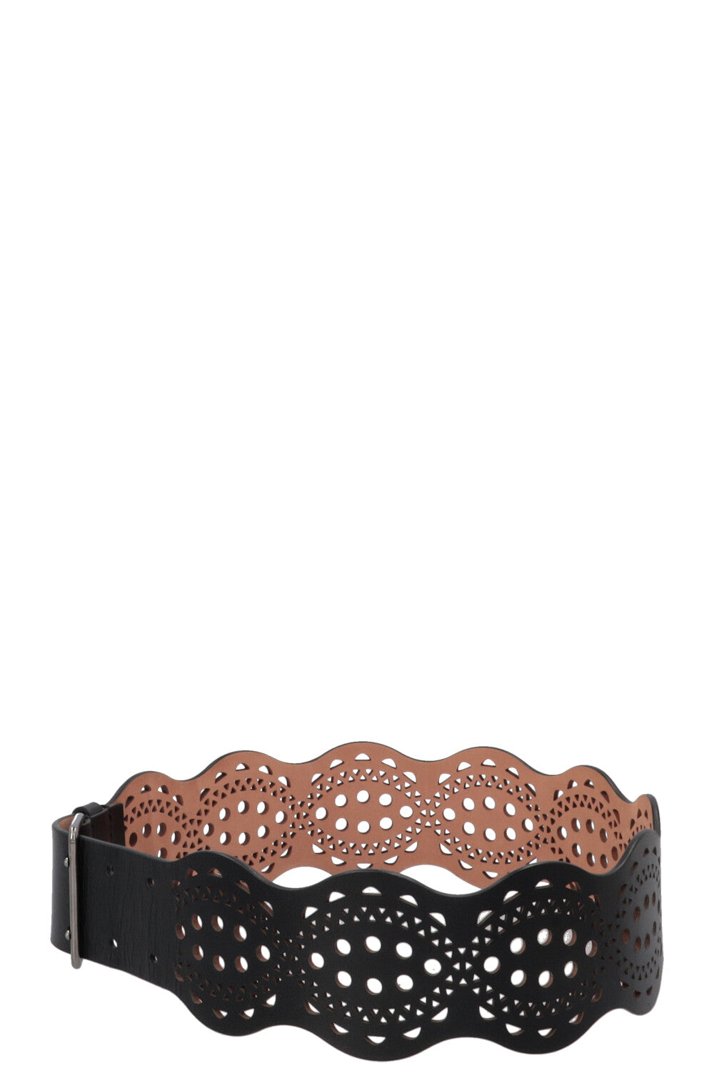 ALAÏA Laser Cut Waist Belt Leather Black