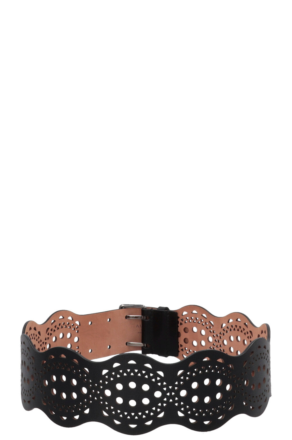 ALAÏA Laser Cut Waist Belt Leather Black