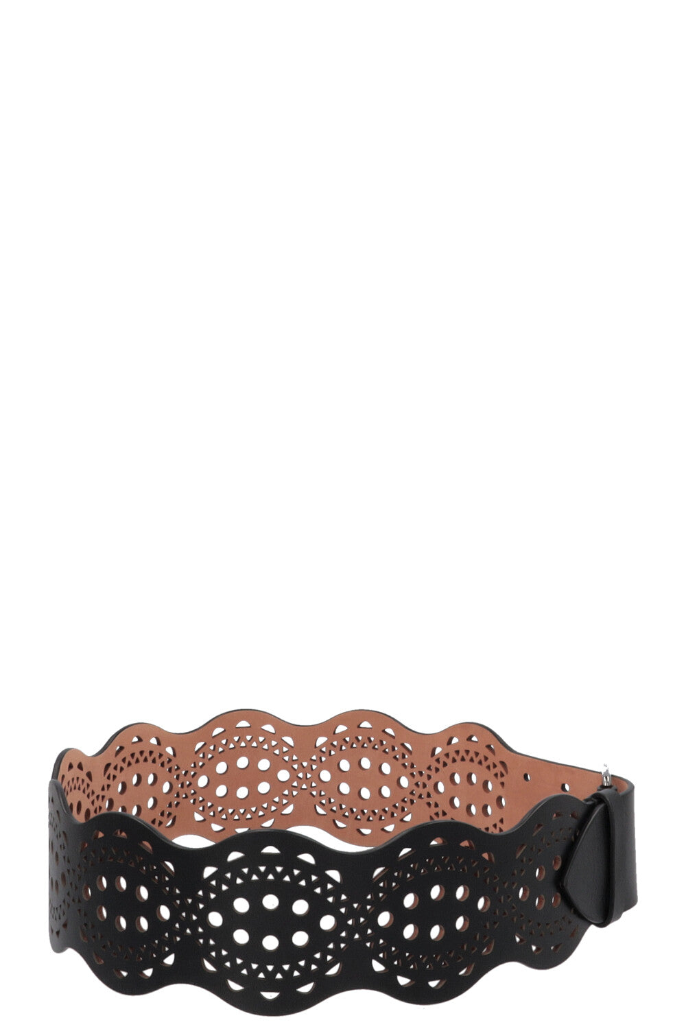ALAÏA Laser Cut Waist Belt Leather Black