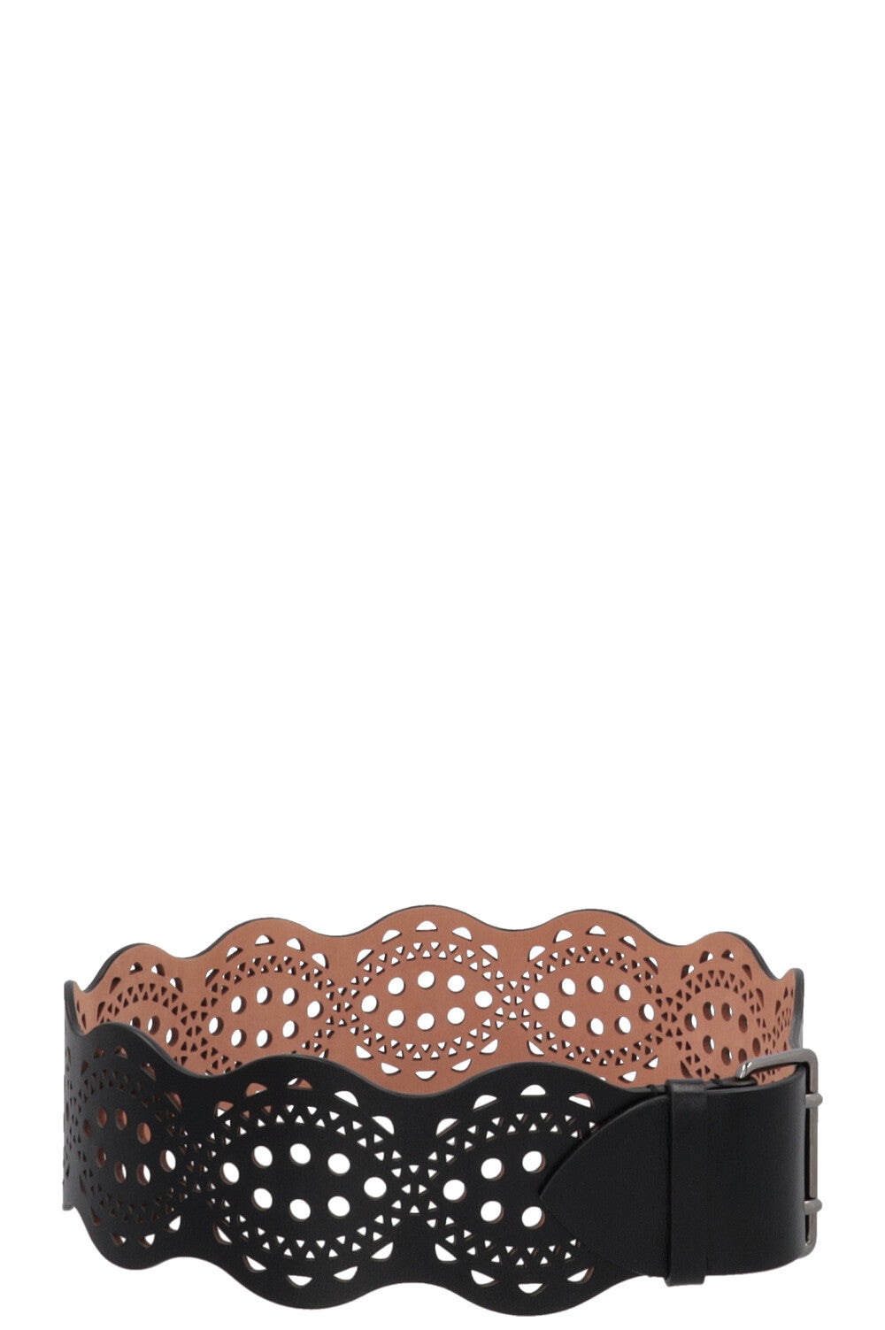 ALAÏA Laser Cut Waist Belt Leather Black