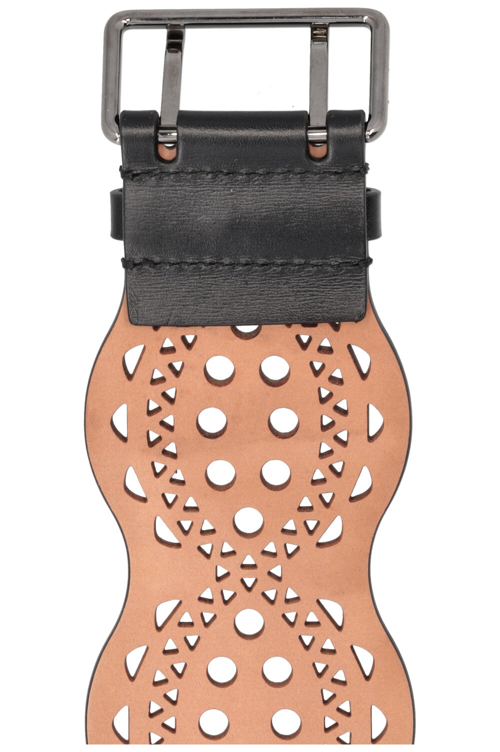 ALAÏA Laser Cut Waist Belt Leather Black