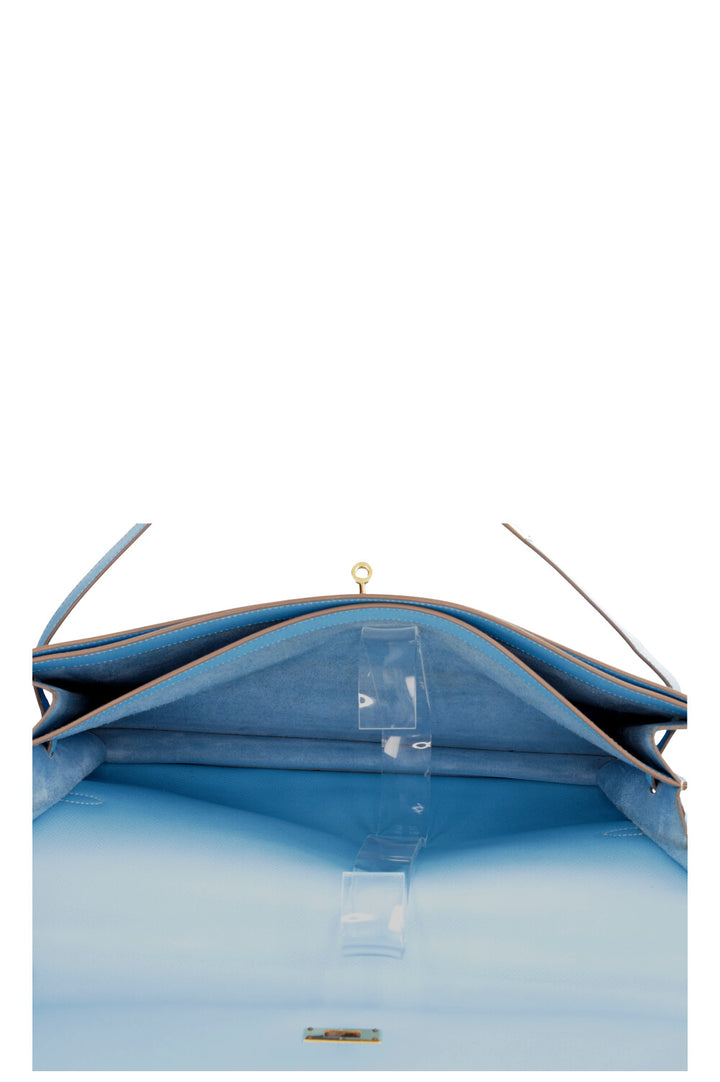 HERMÈS Kelly Depeches 38 Briefcase Blue Epsom