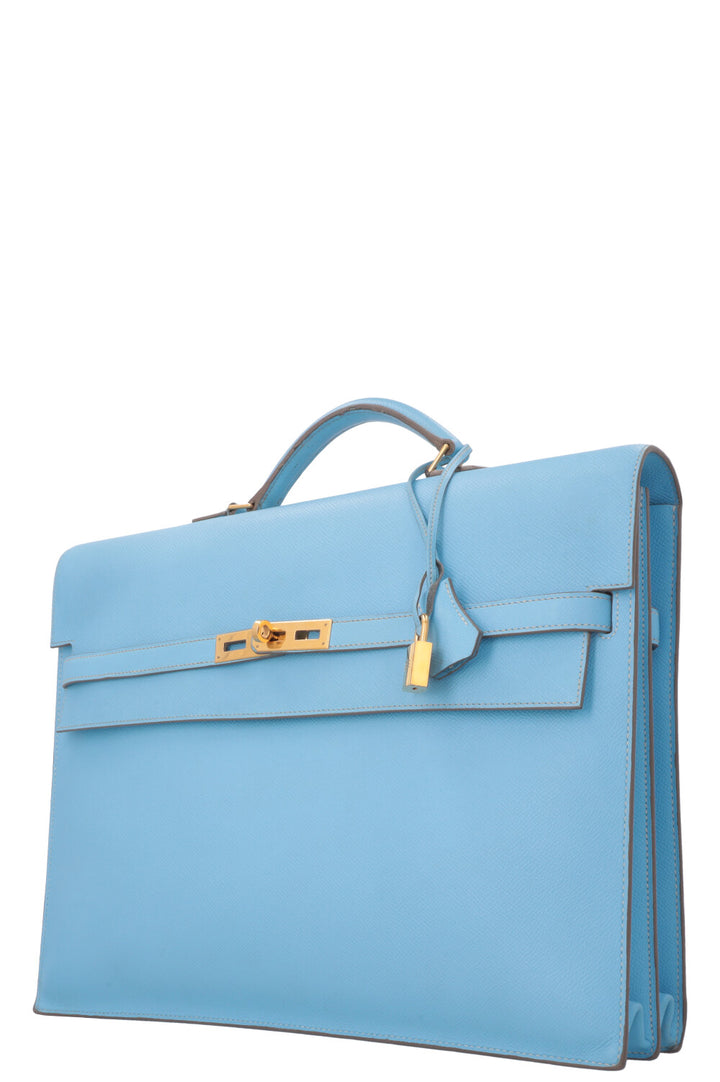 HERMÈS Kelly Depeches 38 Briefcase Blue Epsom