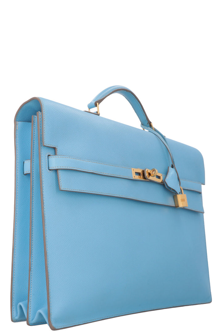 HERMÈS Kelly Depeches 38 Briefcase Blue Epsom