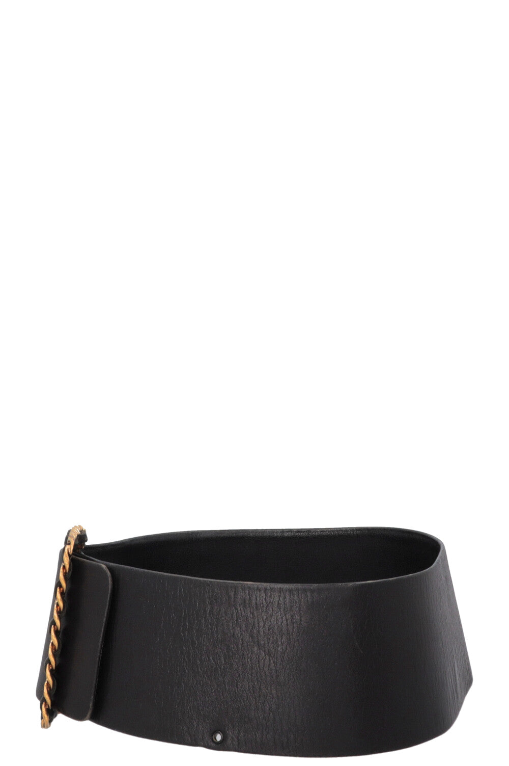 Ceinture CHANEL en cuir noir avec boucle chaîne