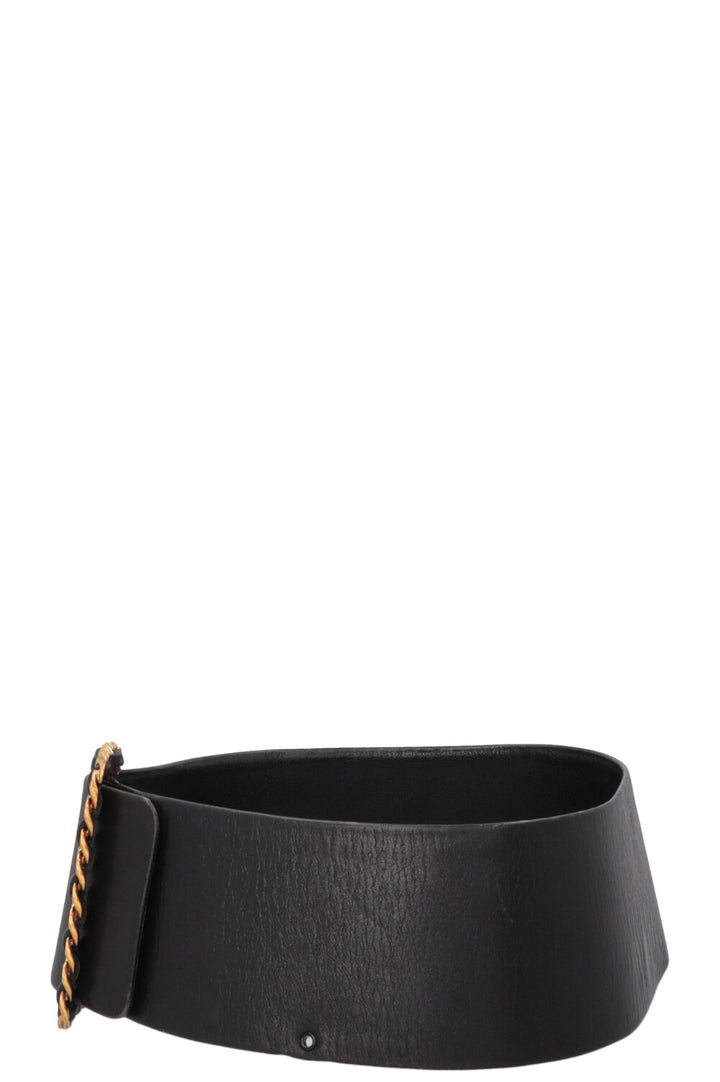 Ceinture CHANEL en cuir noir avec boucle chaîne