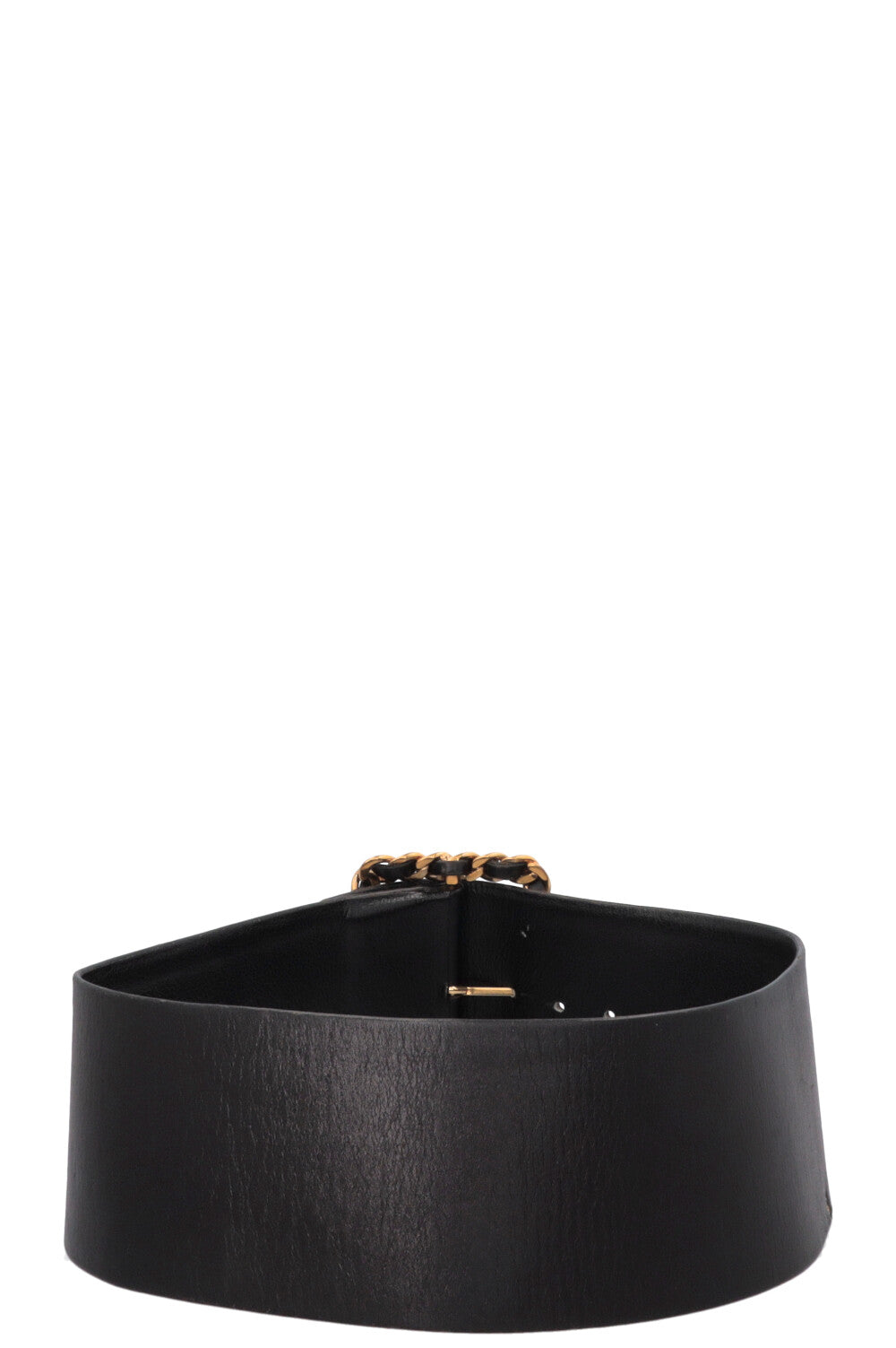 Ceinture CHANEL en cuir noir avec boucle chaîne