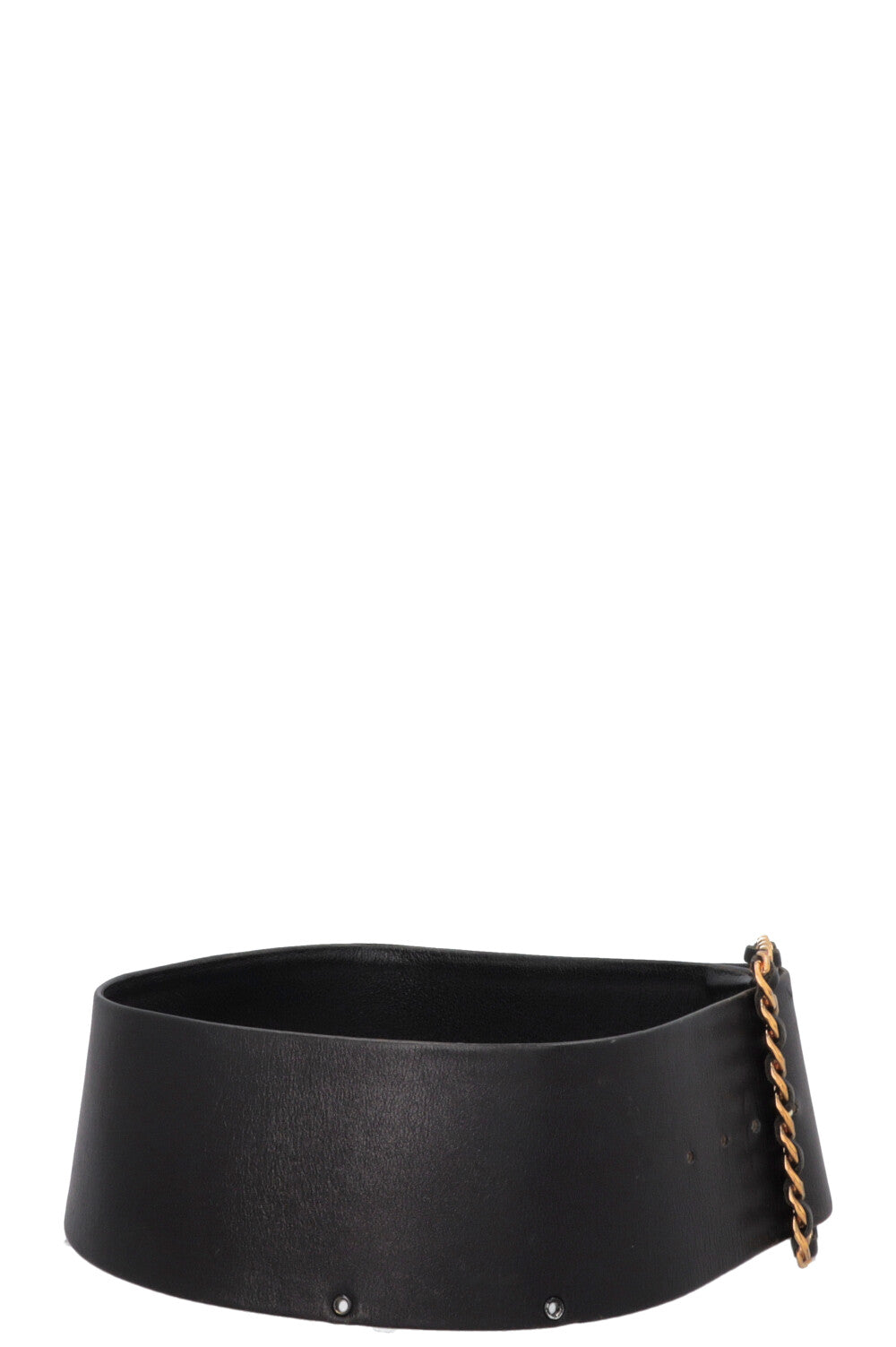 Ceinture CHANEL en cuir noir avec boucle chaîne