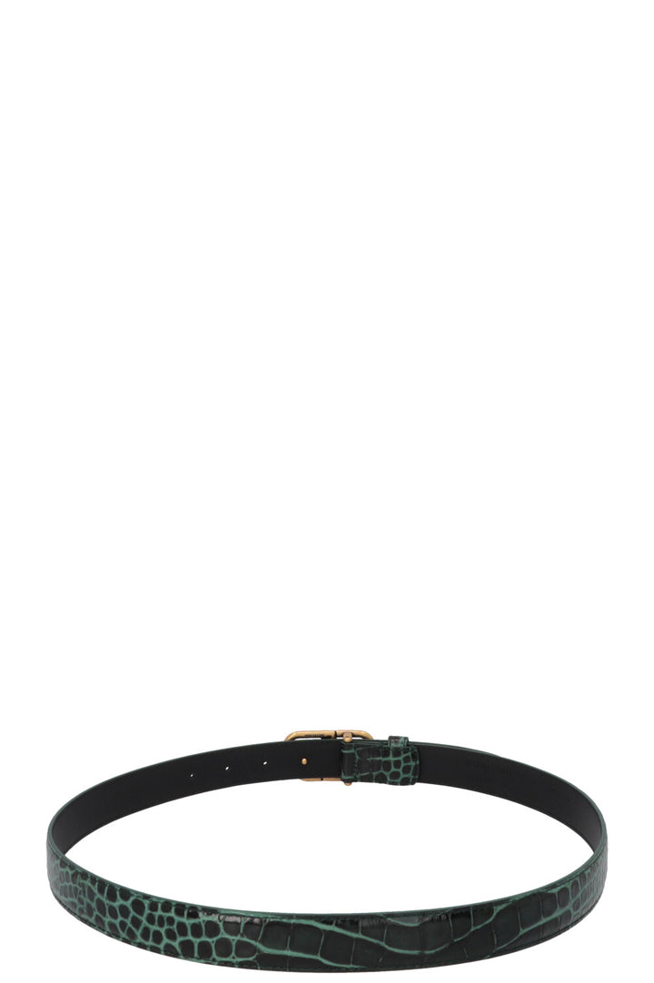 Ceinture BALENCIAGA BB Croco Verte