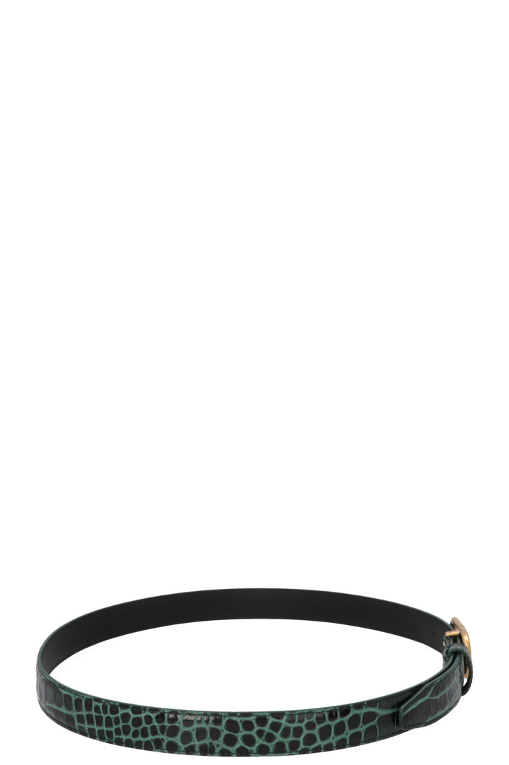 Ceinture BALENCIAGA BB Croco Verte