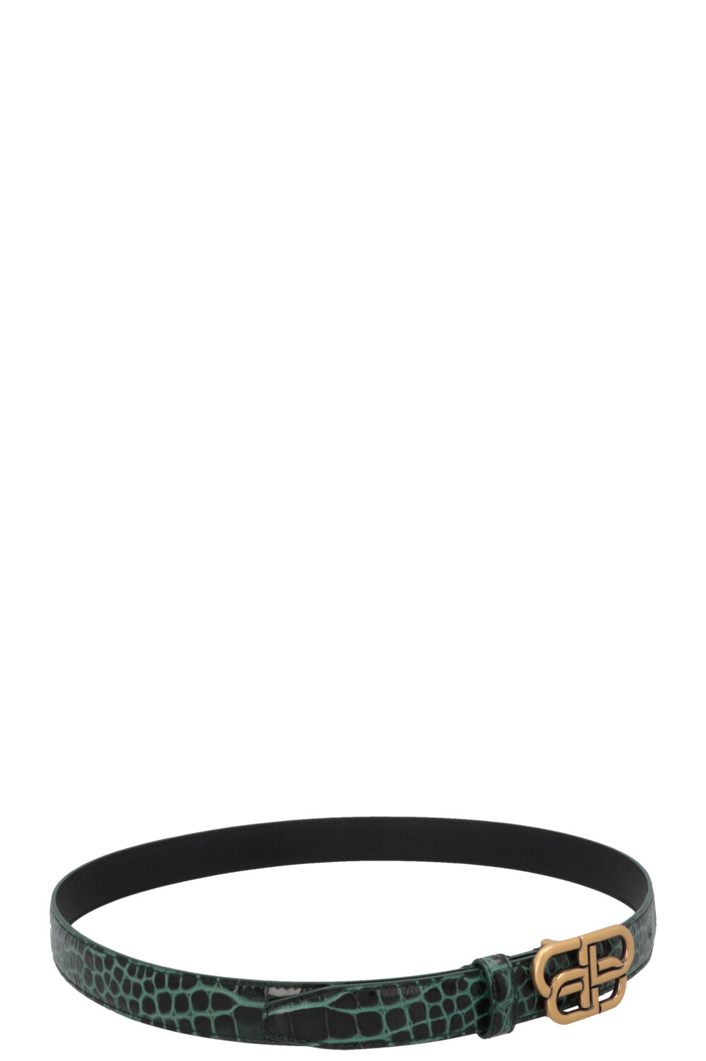 Ceinture BALENCIAGA BB Croco Verte