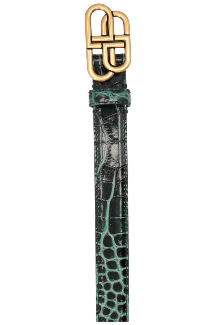 Ceinture BALENCIAGA BB Croco Verte
