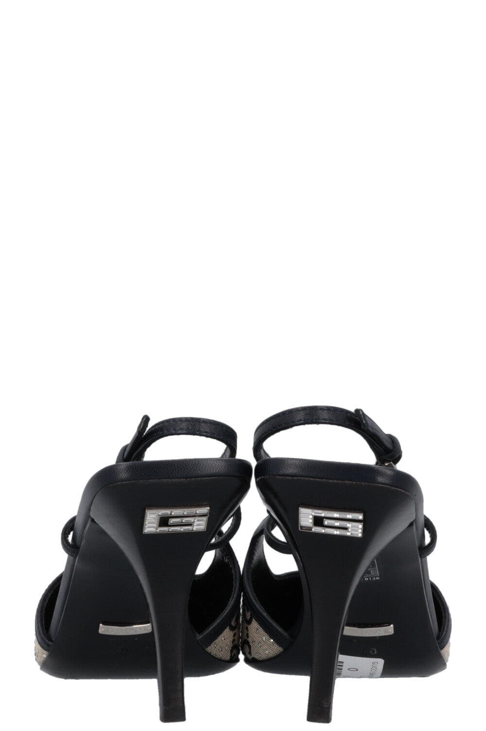 GUCCI Slingback Heels Crystal GG Canvas Blue