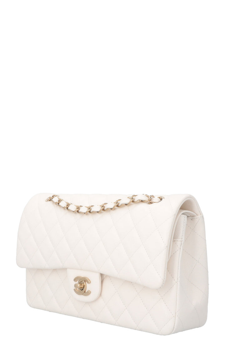 CHANEL Classic Medium Double Flap Ivory Caviar