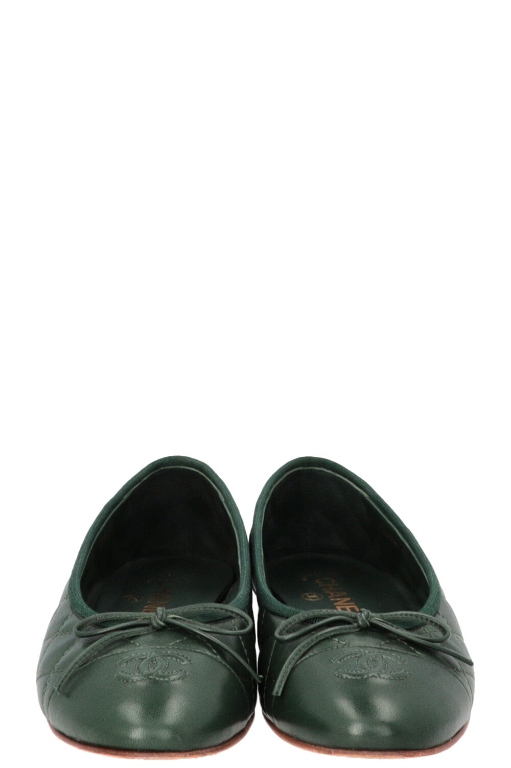 CHANEL CC Ballet Flats Green