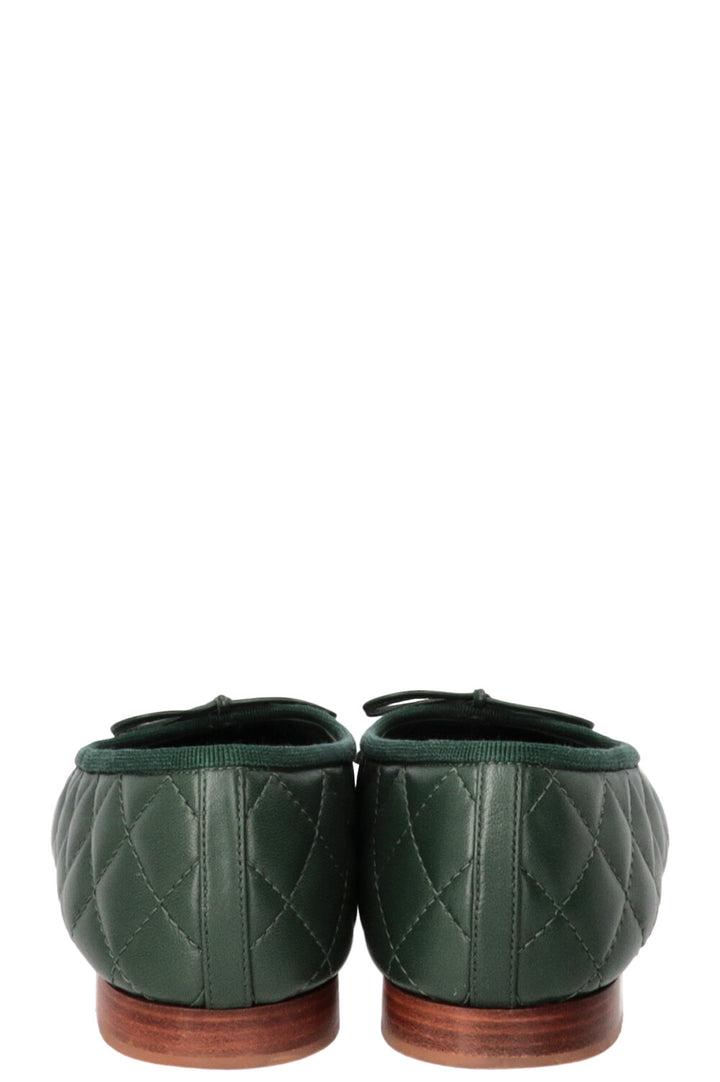 CHANEL CC Ballet Flats Green