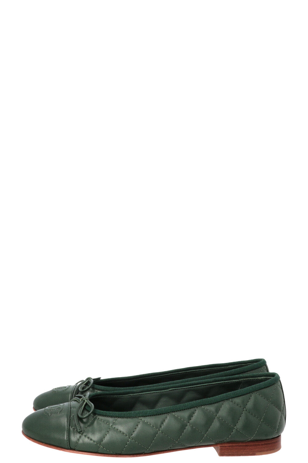 CHANEL CC Ballet Flats Green