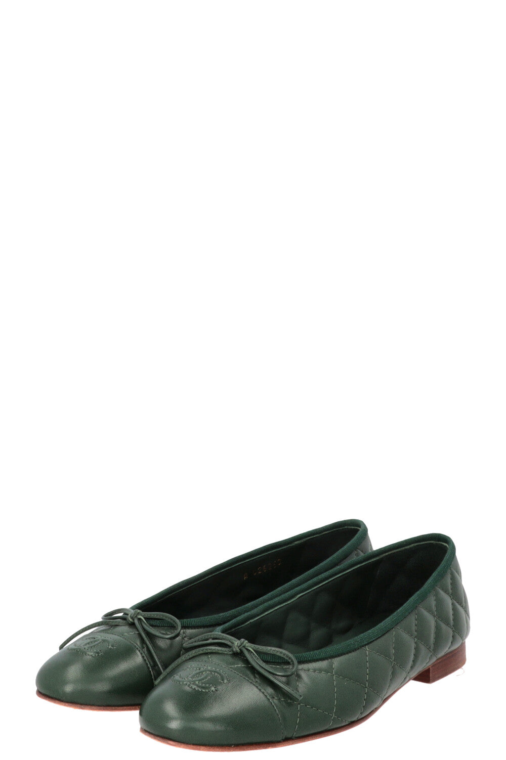 CHANEL CC Ballet Flats Green