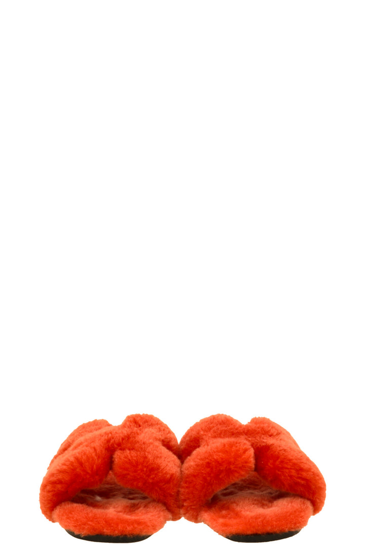 Ballerines Oran en peau lainée orange HERMÈS