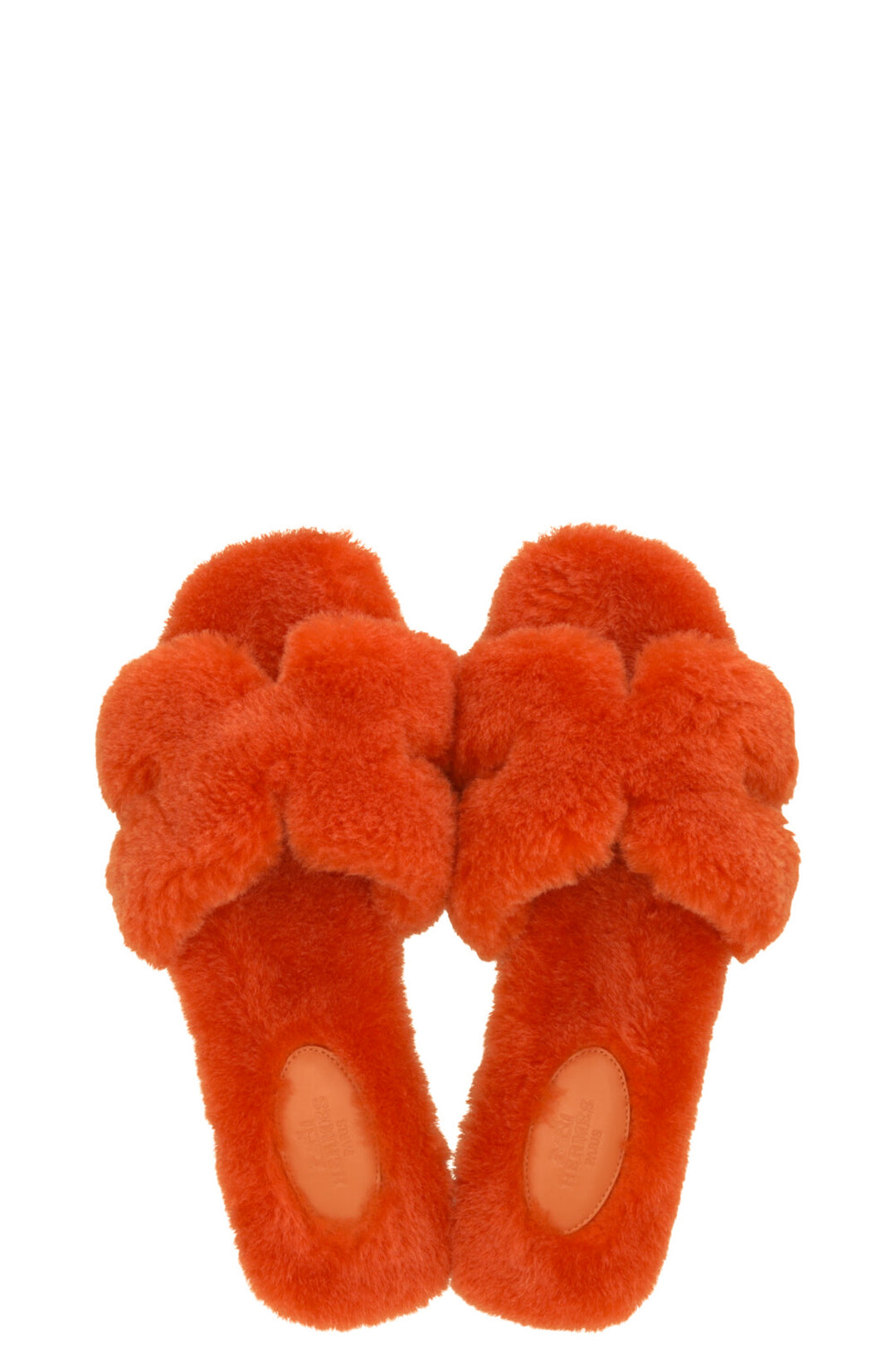 Ballerines Oran en peau lainée orange HERMÈS