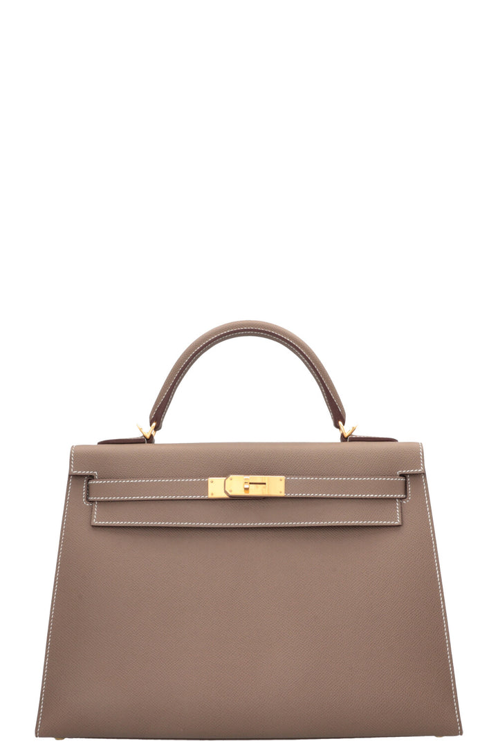 HERMÈS Kelly 32 Sellier Epsom Étoupe