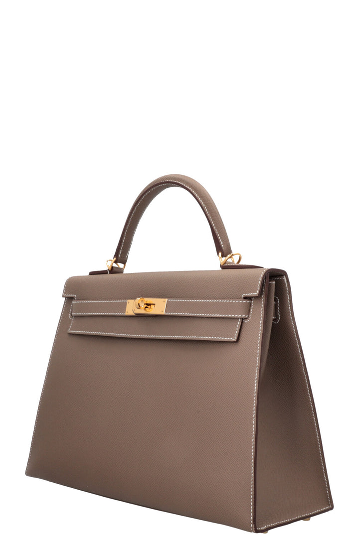 HERMÈS Kelly 32 Sellier Epsom Étoupe