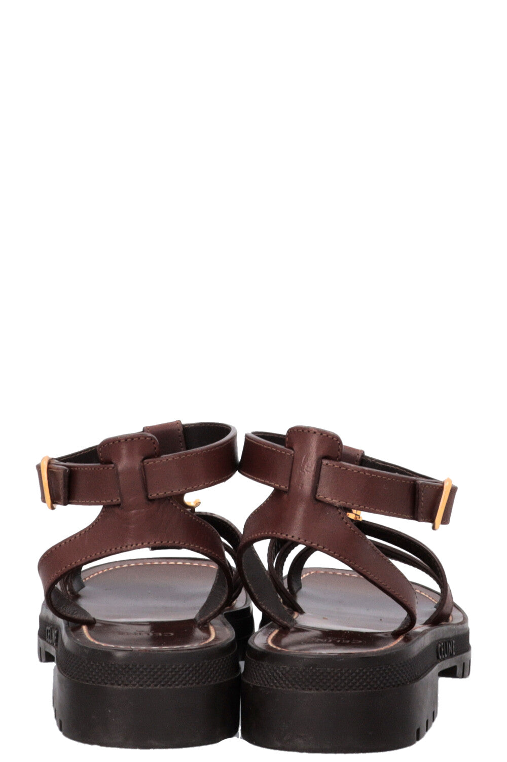 CELINE Clea Triomphe Gladiator Sandals Leather Brown