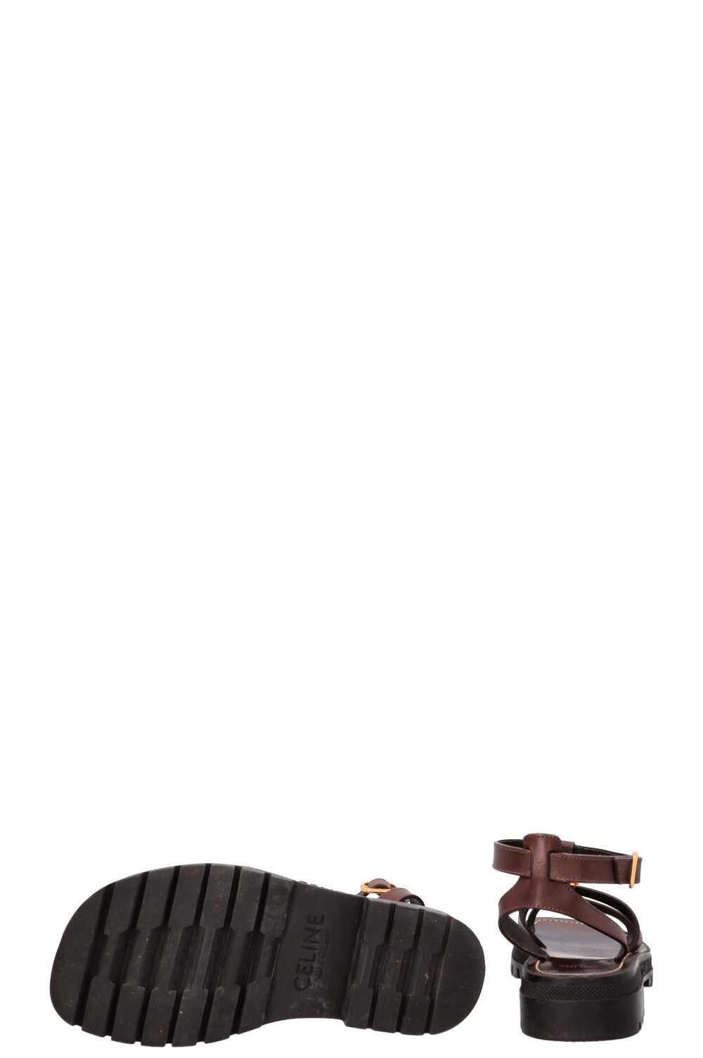 CELINE Clea Triomphe Gladiator Sandals Leather Brown