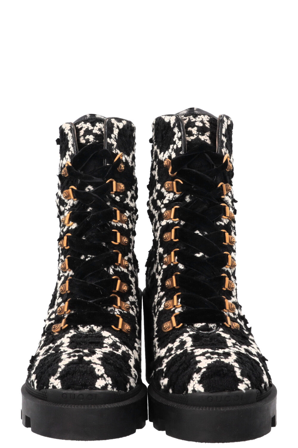 GUCCI GG Tweed Ankle Boots Black