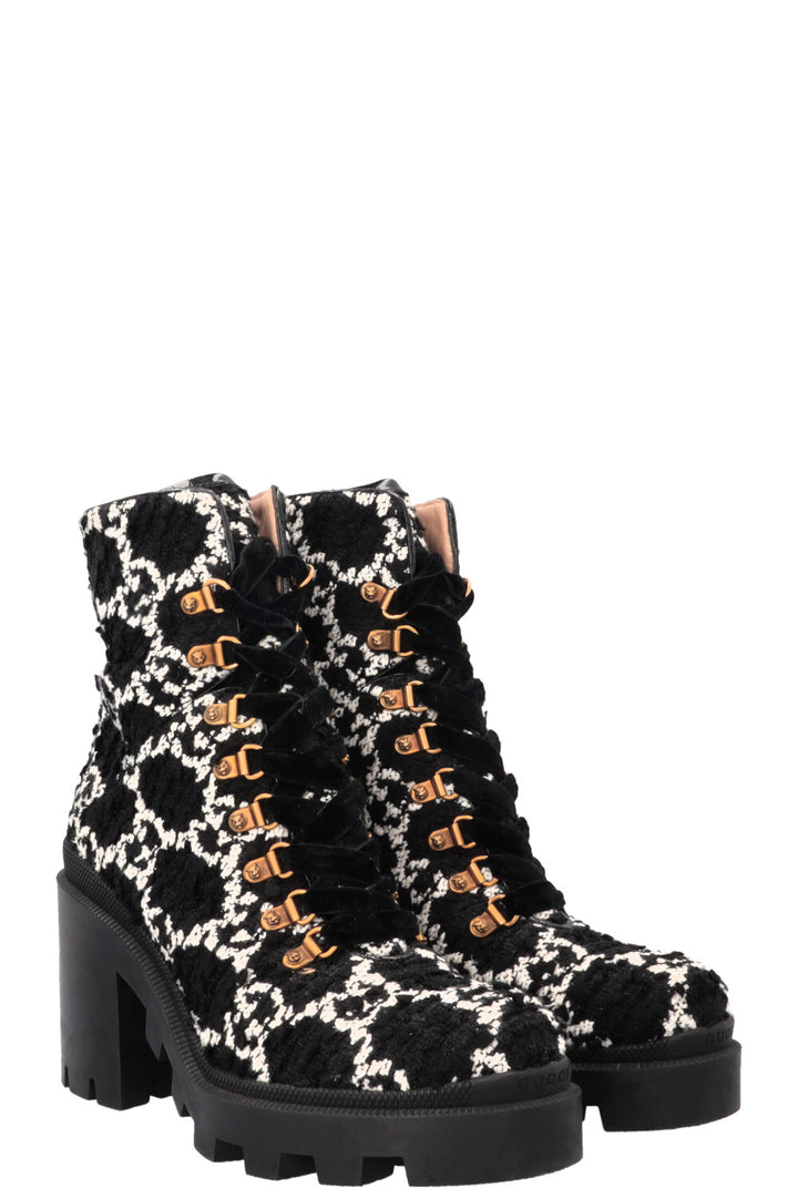 GUCCI GG Tweed Ankle Boots Black