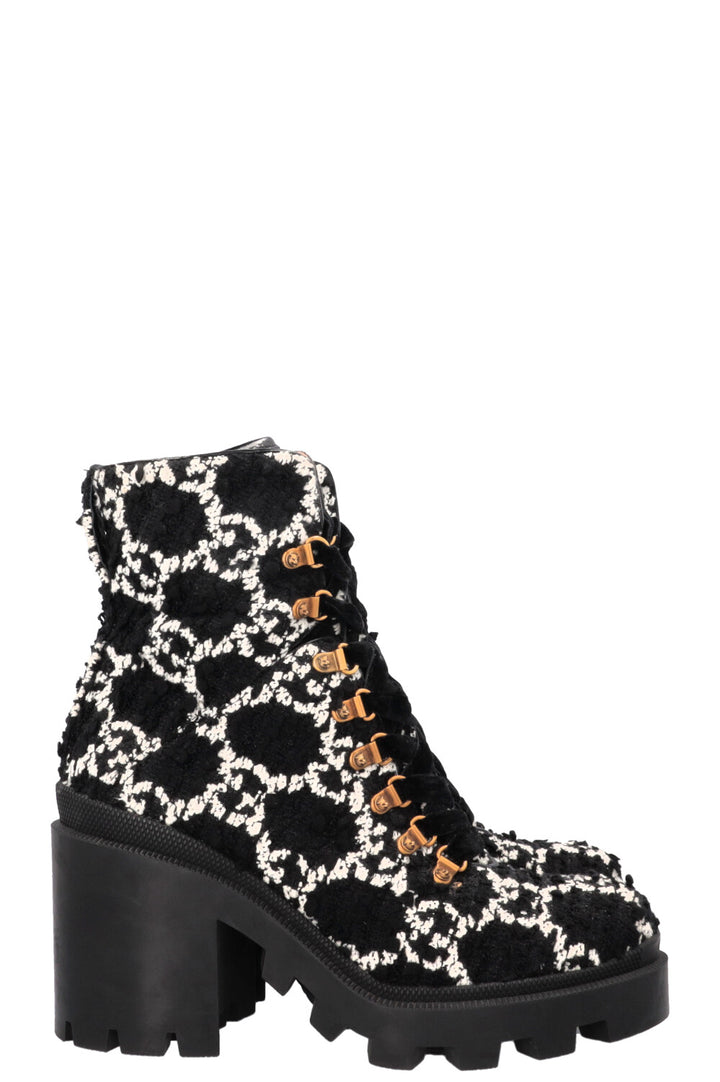 GUCCI GG Tweed Ankle Boots Black