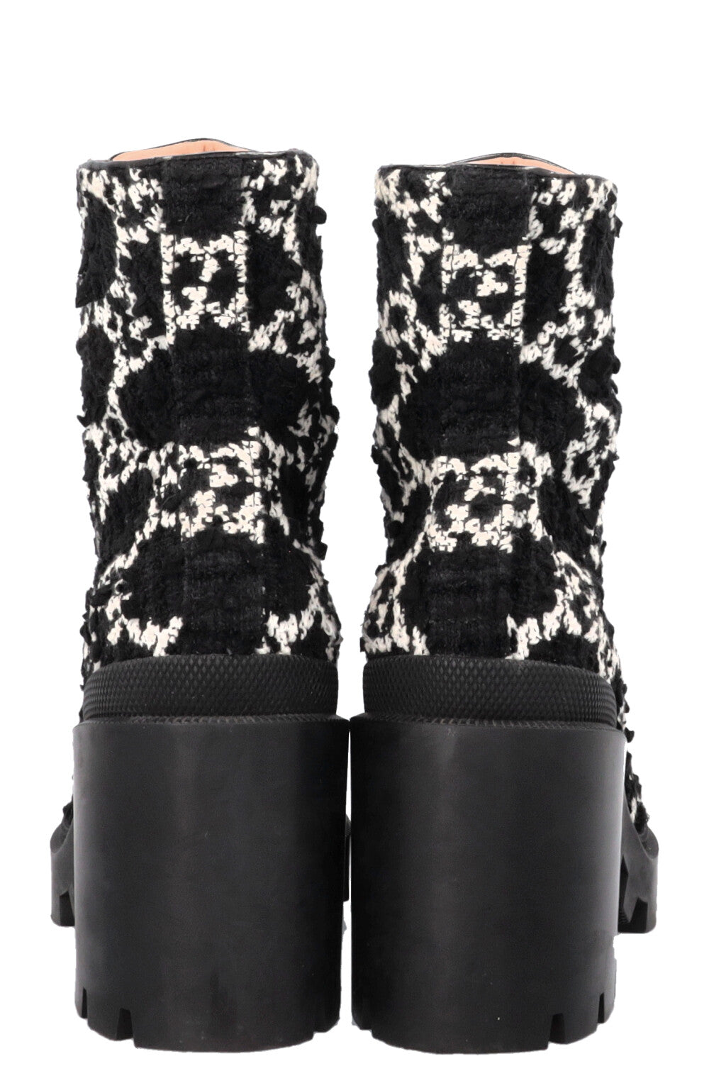 GUCCI GG Tweed Ankle Boots Black