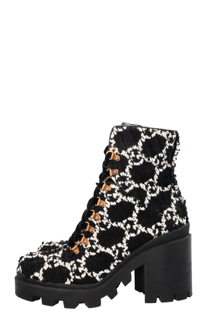 GUCCI GG Tweed Ankle Boots Black