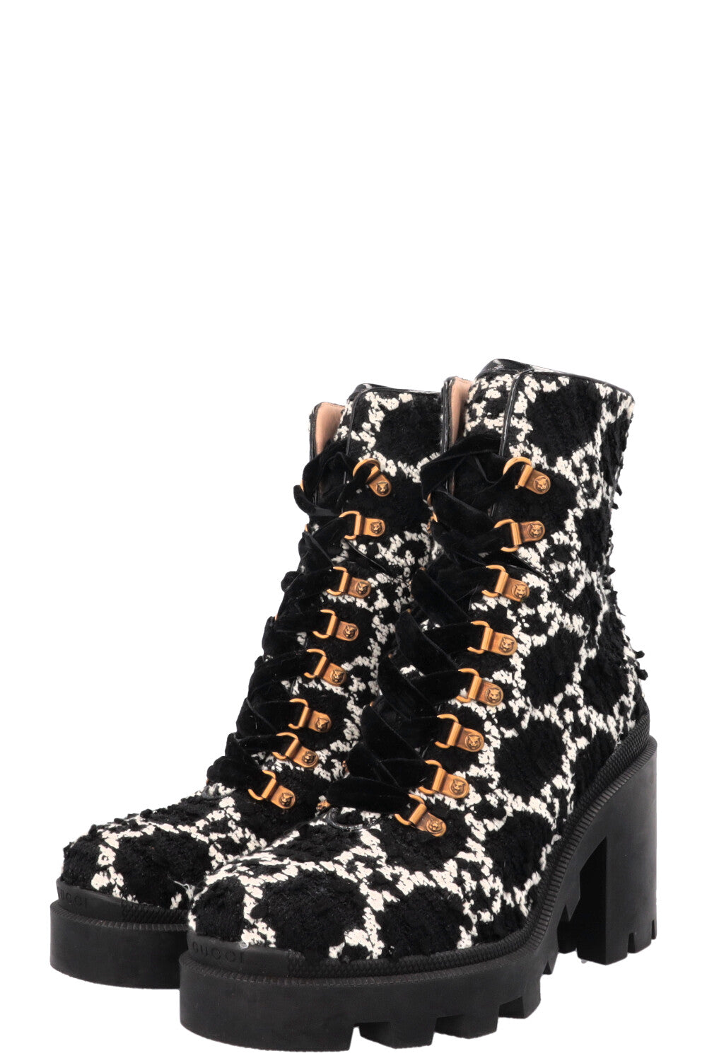 GUCCI GG Tweed Ankle Boots Black