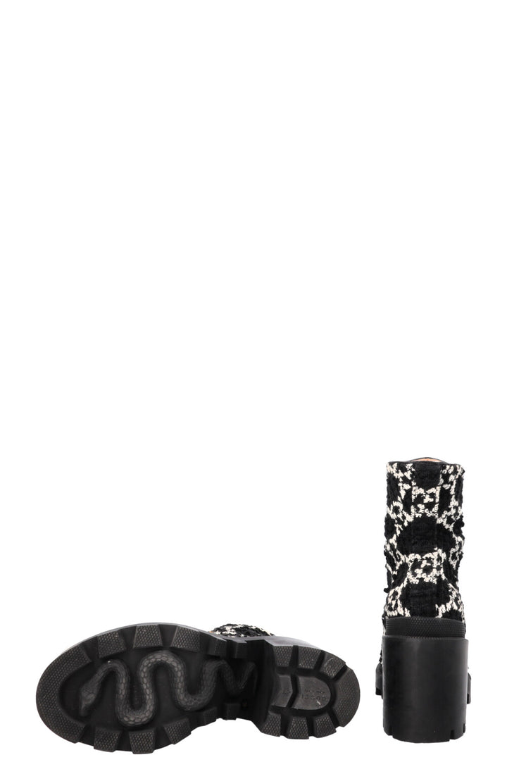GUCCI GG Tweed Ankle Boots Black