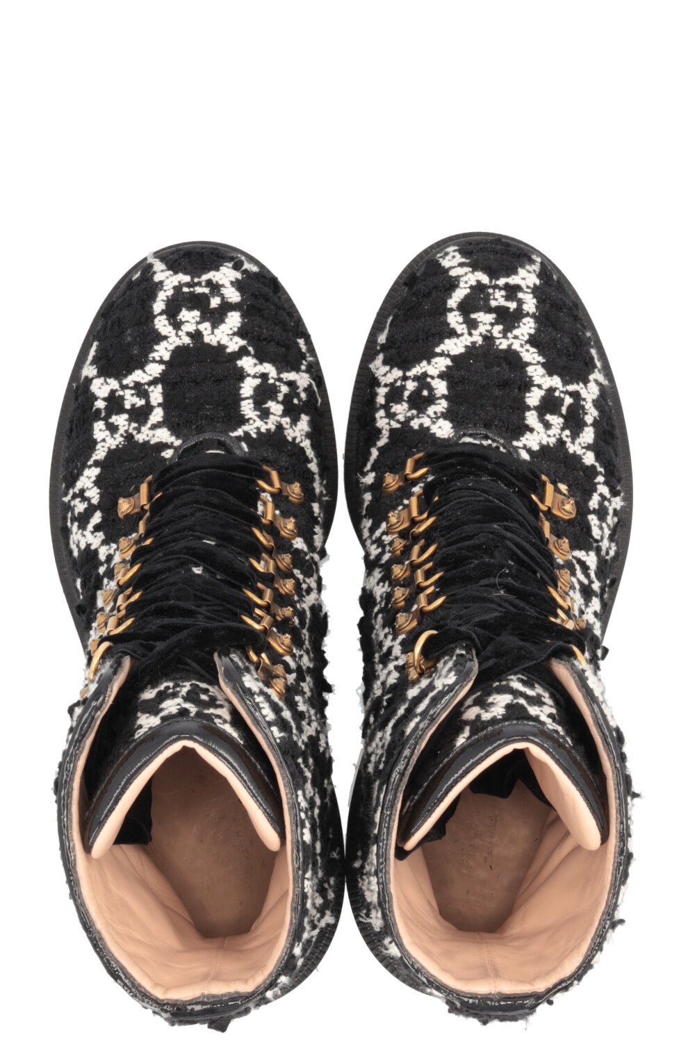 GUCCI GG Tweed Ankle Boots Black