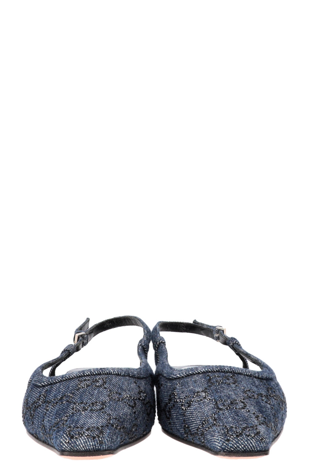 GUCCI GG Slingback Flats Crystal Denim Blue