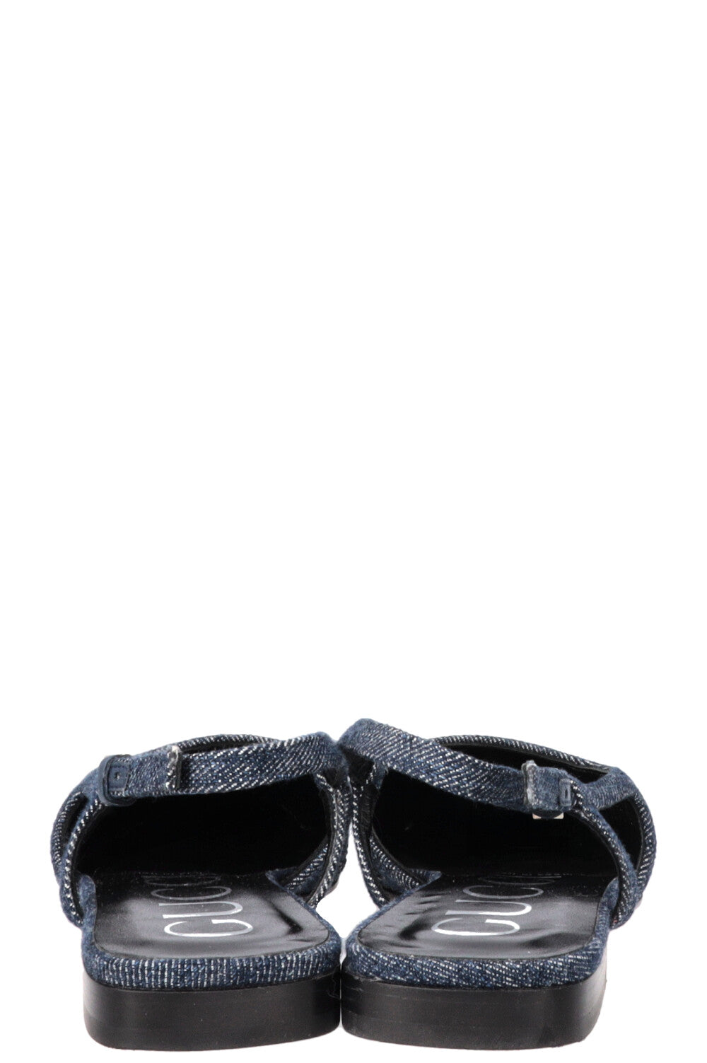 GUCCI GG Slingback Flats Crystal Denim Blue