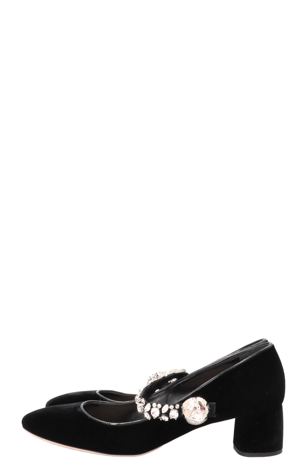 Chaussures à talons MIU MIU velours et cristaux noirs