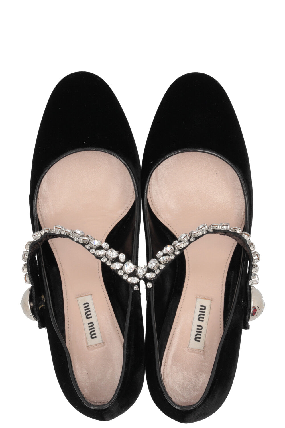 Chaussures à talons MIU MIU velours et cristaux noirs