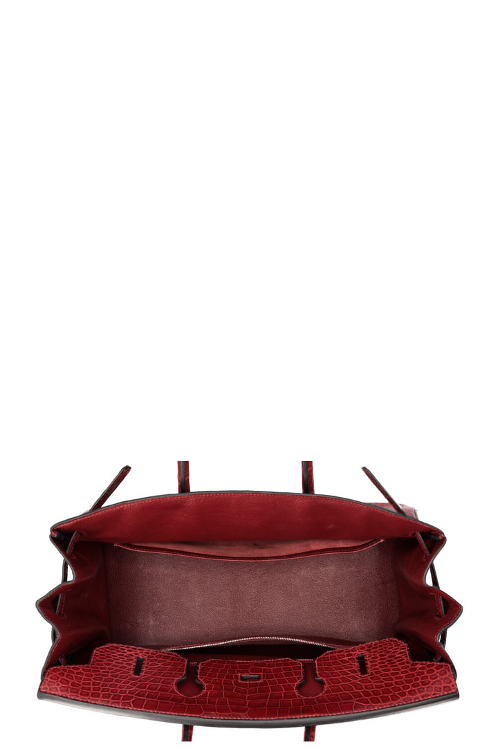 HERMÈS Birkin 35 Crocodile Porosus Matte Rouge H