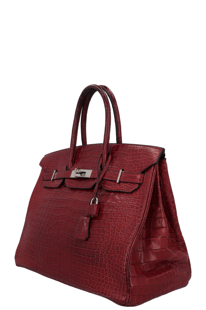 HERMÈS Birkin 35 Crocodile Porosus Matte Rouge H